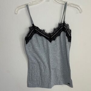 Gray Lace Trim Camisole Top M
